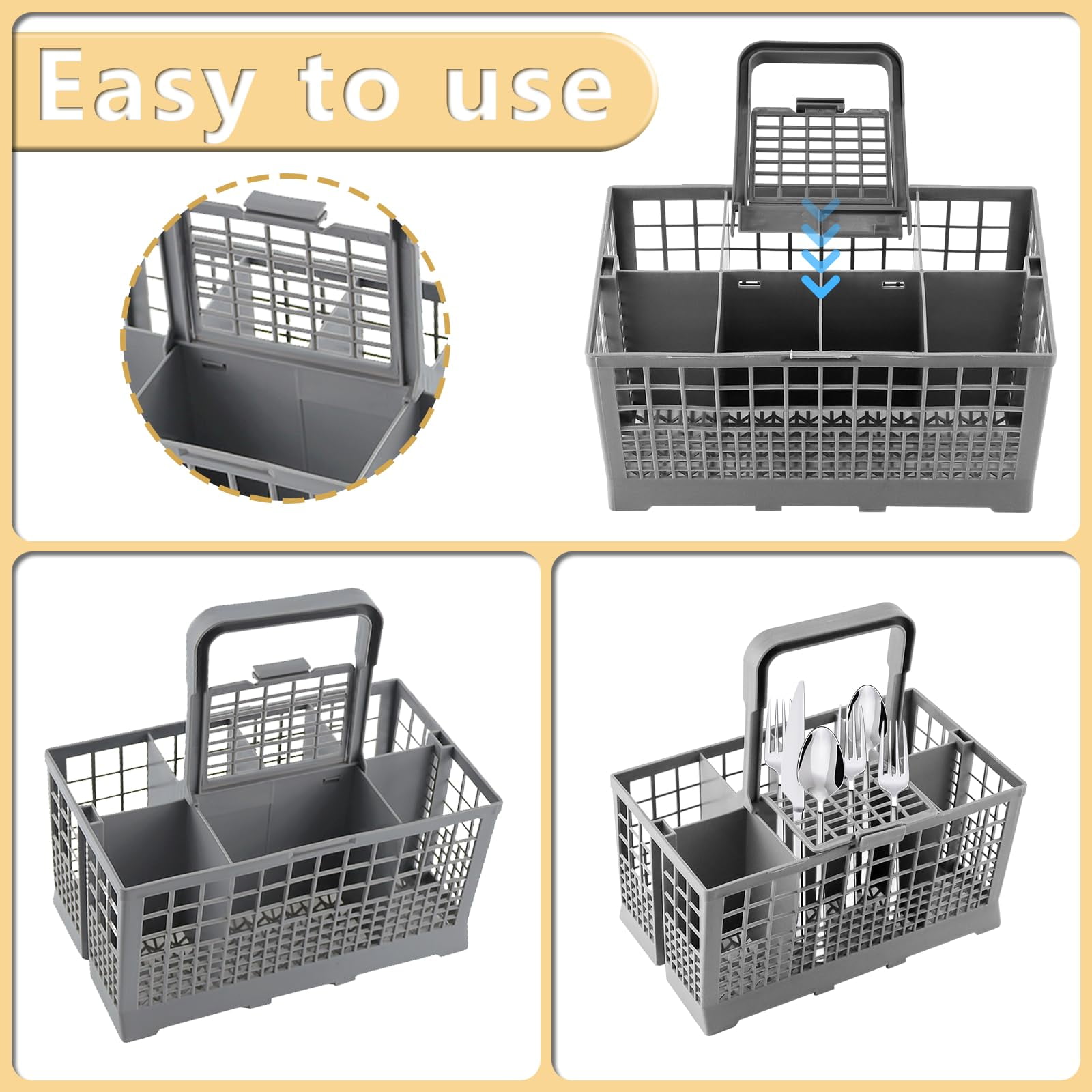 Drainer Basket Flatware Storage Drainer Universal Cutlery Basket Replacement Box for Multipurpose Dishwashers With handle