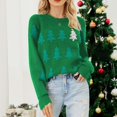 thumbnail image 4 of Women's Christmas Sweater Pullover Long-sleeved Christmas Tree Snowflake Pattern Christmas Knit Round Neck Sweater Top for Fall and Winter,, Ideal as Christmas Sweaters for Women ,Green,L, 4 of 6
