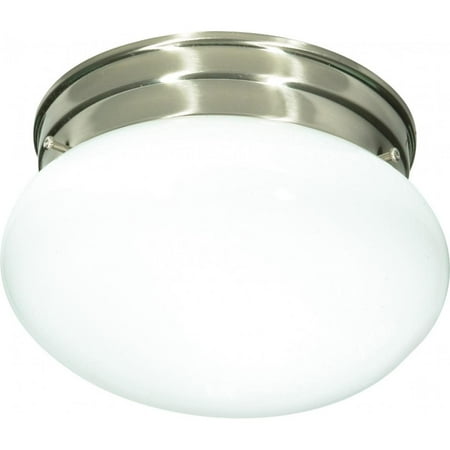 

Nuvo Lighting 76601 - 1 Light (Medium Screw Base) 7.5 Flush Mount Brushed Nickel with White Mushroom Glass Ceiling Light Fixture (76-601)
