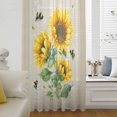 thumbnail image 6 of Sunflowers Sheer Curtains 45 Inches Long, Farmhouse Botanical Yellow Flowers Bee Retro Light Filering Curtains, Breathable Simi Curtain Privacy Drapes for Kitchen Bathroom Small Window Treatment, 6 of 9