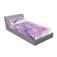 thumbnail image 2 of Flower Fitted Sheet & Pillow Sham Set, Dreamy Tree Body View Cloudy Details Love and Affection Valentines Inspired Motif, Decorative Printed 4 Piece Bedding Decor Set, Twinxl, Purple, by Ambesonne, 2 of 3