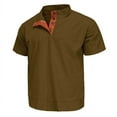 thumbnail image 4 of HomeDM Henley Shirts for Men, Classic Button Collar Basic Solid Color Short Sleeve T-Shirt, S-5XL, 4 of 9