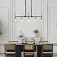 thumbnail image 3 of LNC Modern 5-Light Linear Chandelier with Clear Globe Glass Shades, Black and Brass Finish, 3 of 13