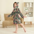 thumbnail image 4 of FORMRS Niños Bathrobe Unisex Hooded Robe Soft Plush Pajamas Sleepwear, Size 4-6T, Black Christmas Holly, 4 of 7