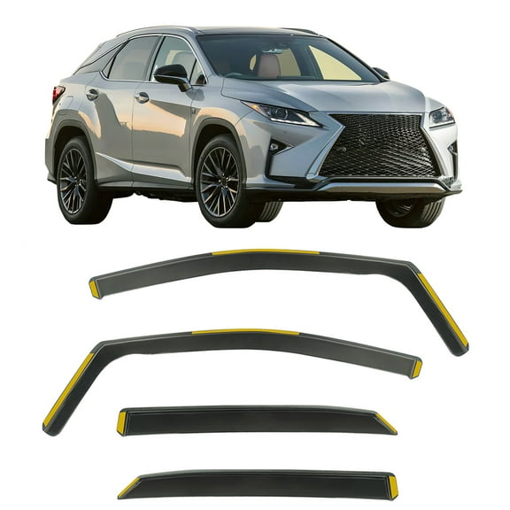 Ikon Motorsports In-Channel Window Visors Deflectors for 2016-2022 Lexus RX350 RX450h, PC Polycarbonate Sun Shades Vent Rain Guards 4PCS