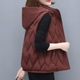 thumbnail image 4 of Sexlip Hooded Quilted Vest for Women Casual Sleeveless Short Jackets Full Zip Stand Neck Puffer Gilet Solid Coats Red M, 4 of 9