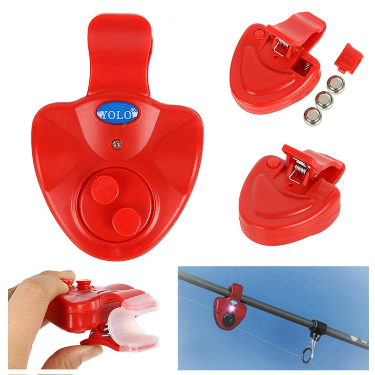 Ochine Best Sensitive Electronic Fishing Bite Alarm Indicator Sound Bite Alarm Bell with LED Lights Fishing Bells for Rods, Red