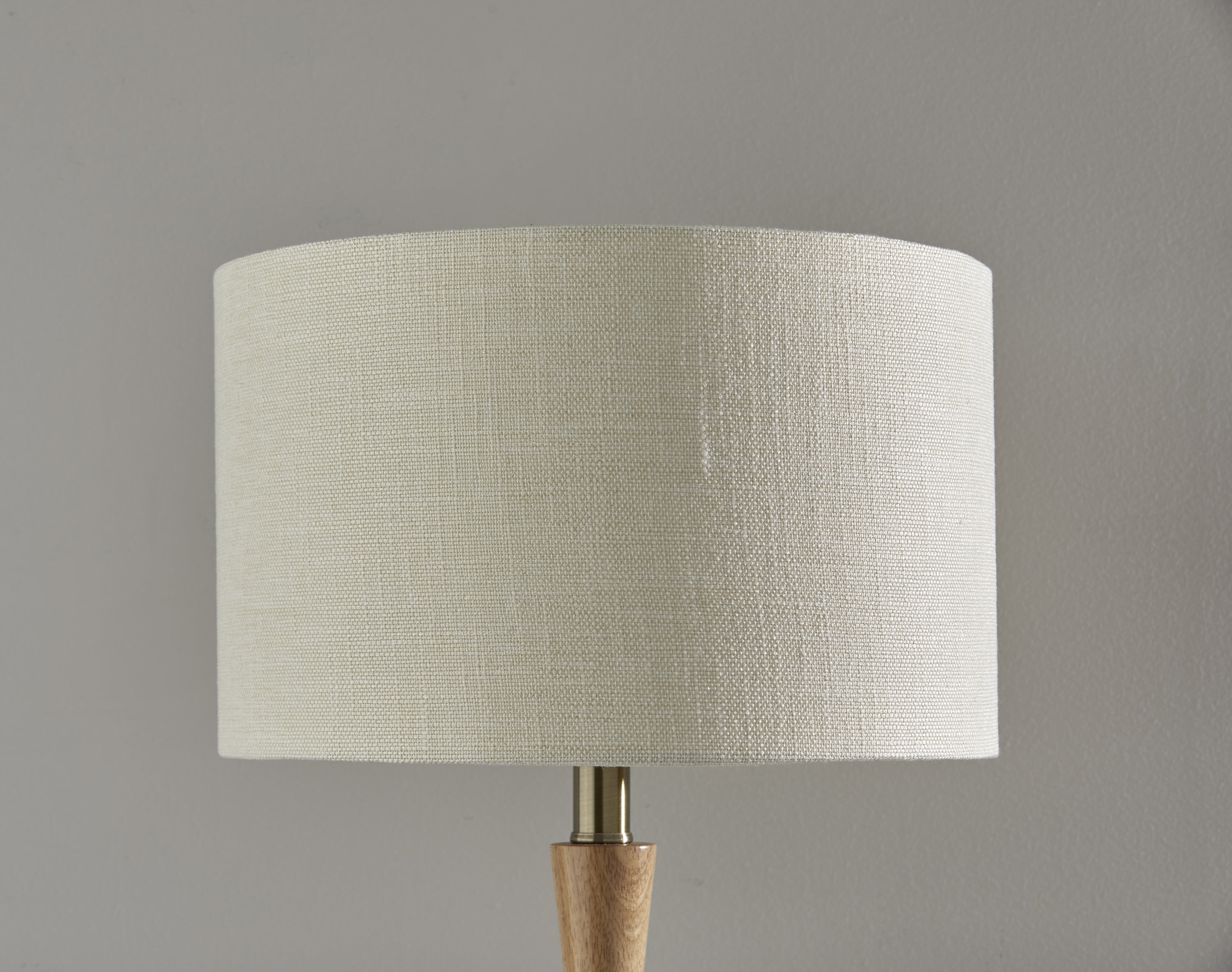 Eve Floor Lamp with Natural Oak Wood and Antique Brass Base