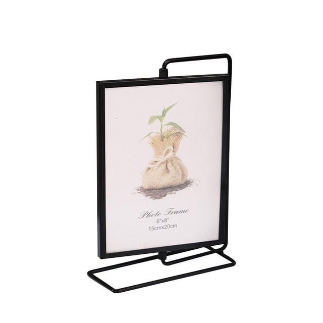 GUOOL Photo Frame Cards Display Stand Holder Ornament Glass Front Rotating Photo Frame Black 23x15.5cm