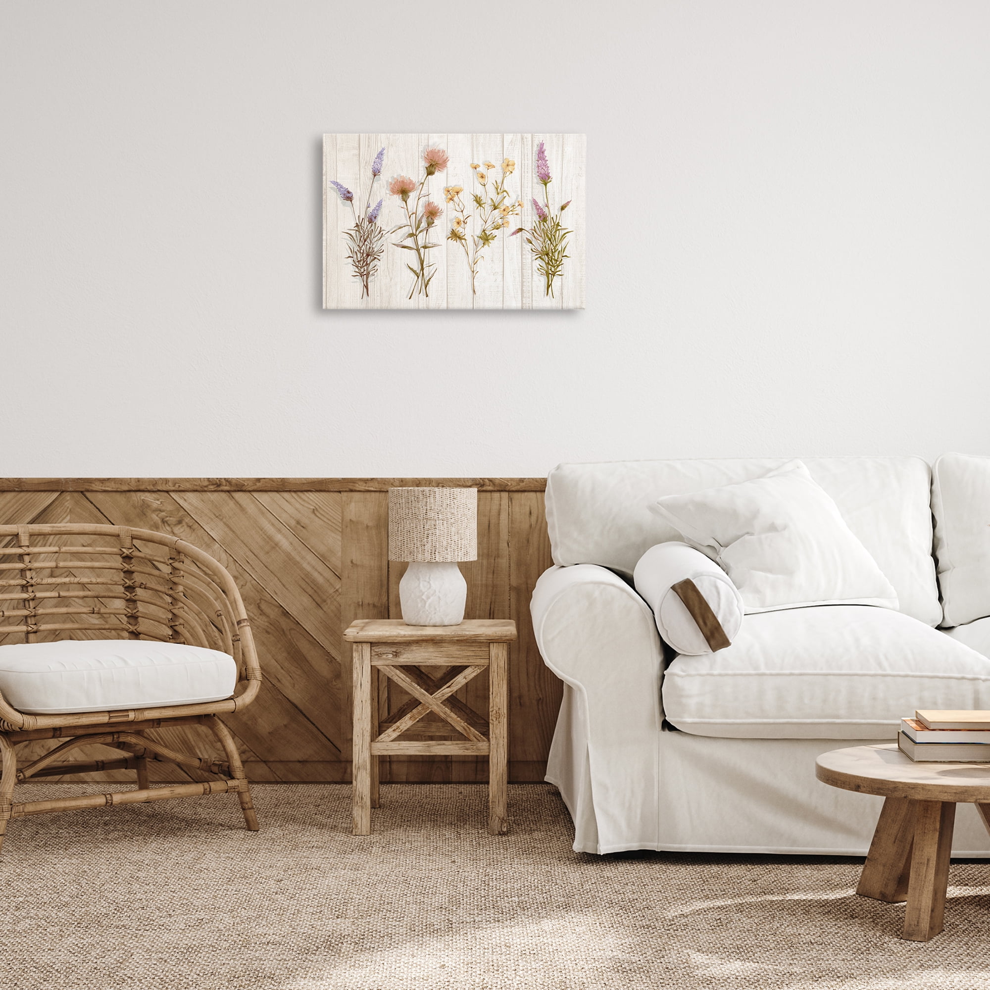Stupell Industries Wild Flower Sprigs Plants & Flowers Painting Wrapped Canvas Art Print Wall Art, 24 x 16