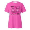 thumbnail image 4 of Xmyrz Crew Neck T Shirts for Women Short Sleeve Cancer Awareness Letter Print Shirts Loose Fit Tops Hot Pink L, 4 of 4
