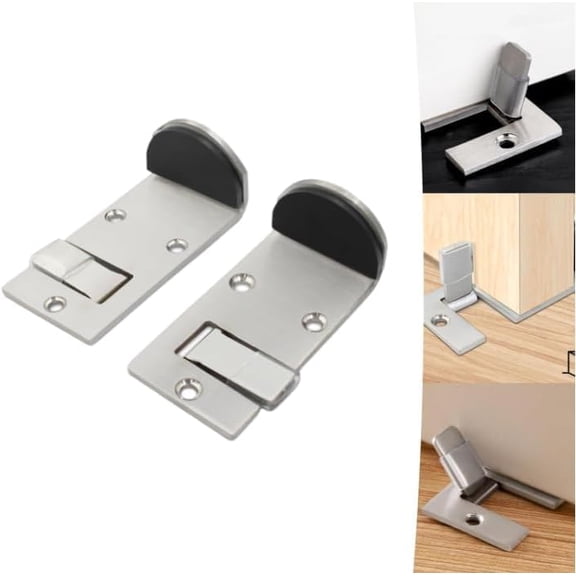 Stainless Steel Door Stopper,2 Pack Stainless Steel Door Stopper Floor Mounting, Thickened Door Stop Hidden Door Holders Catch Locator Door Clamp Protector (Small)