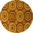 thumbnail image 1 of Ahgly Company Machine Washable Indoor Round Abstract Yellow Modern Area Rugs, 4' Round, 1 of 4