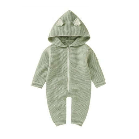 

Baby Rompers Girls Boys Zipper Onesies Newborn Girls Sweater Hooded Knitted Jumpsuit Clothes Outfits