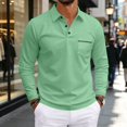 thumbnail image 6 of Hearthz Men's Polo Shirts Soft Breathable Moisture Wicking Long Sleeve Work Shirts for Men Plain Collared Mens Golf Polos with Pocket Green XXXL, 6 of 9