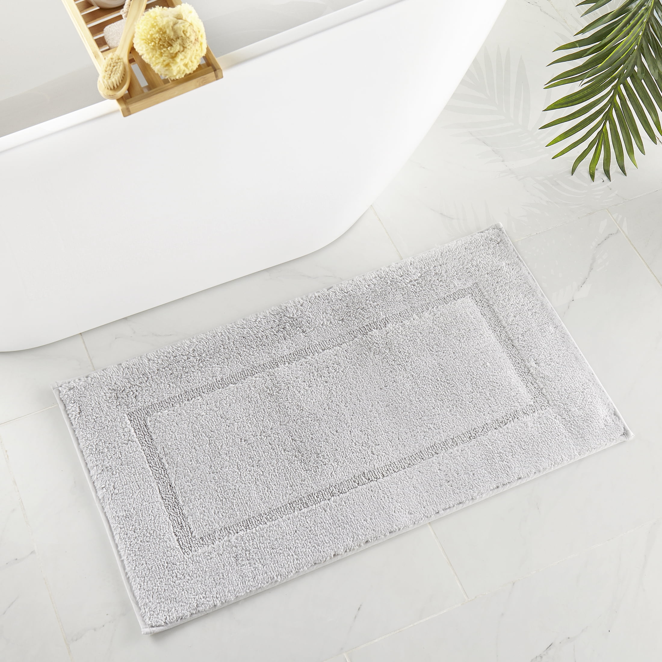 Hotel Style Organic Cotton 2-Piece Bath Rug Set, Platinum Silver