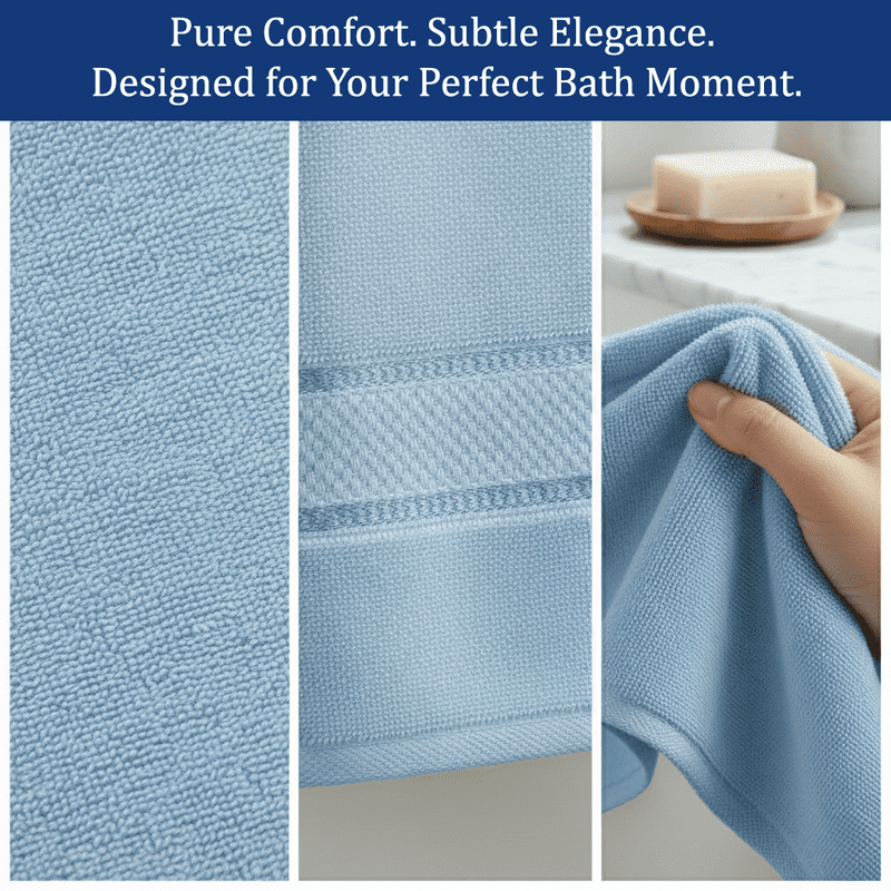 SKY BEDDINGS Premium 4-Piece Bath Towel Set - 600 GSM 100% Cotton, Soft, Lightweight & Highly Absorbent Towels for Bathroom, Perfect for Daily Uses - 27 x 54 Inches - Sky Blue