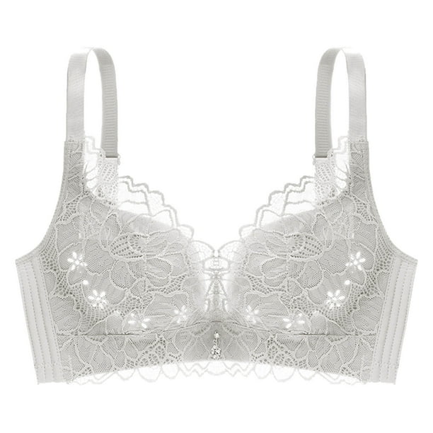 Flywake Padded Push Up Lace Bras for Women Women's Plus Size Floral Lace Bra  No Steel Ring Push Up Underwear Vest-Style Sleep Bra 