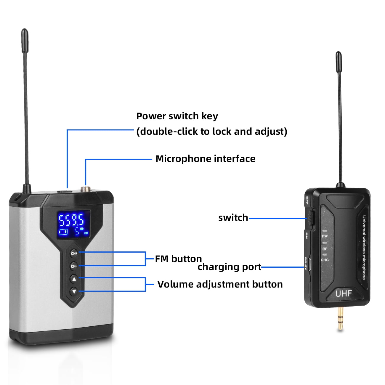 Depusheng Q7 UHF Wireless Lavalier Microphone With Bodypack Transmitter Professional Use For Teaching,Speech,Interview