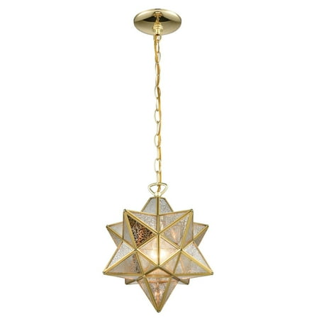 

Moravian Star 1-Light Mini Pendant in Brass with Gold Mercury Glass - Large