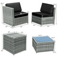 thumbnail image 2 of Gymax 8PCS Patio Rattan Sofa Sectional Conversation Furniture Set w/ Black Cushion, 2 of 10