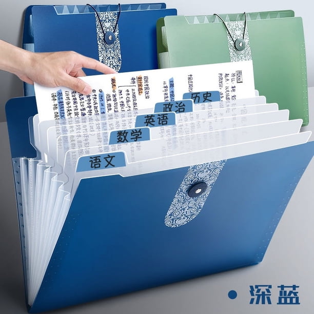 Nvzi Organizador de archivos expandible con 5 bolsillos, carpetas de acordeón con etiquetas, suministros para oficina en casa, tamaño carta, azul oscuro