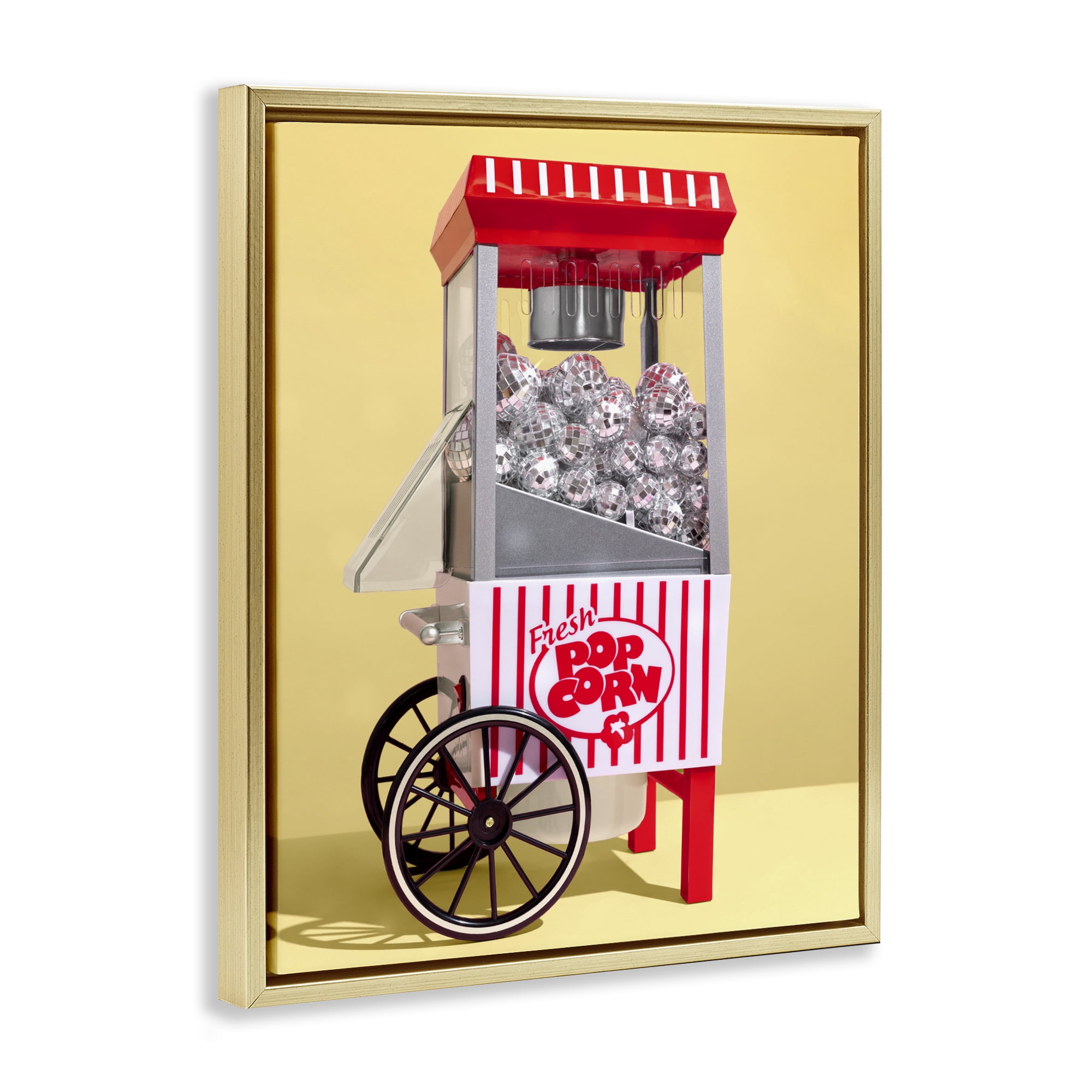Stupell Industries Disco Popcorn over Yellow Gold Framed Floater Canvas Wall Art, design by LISH Creative