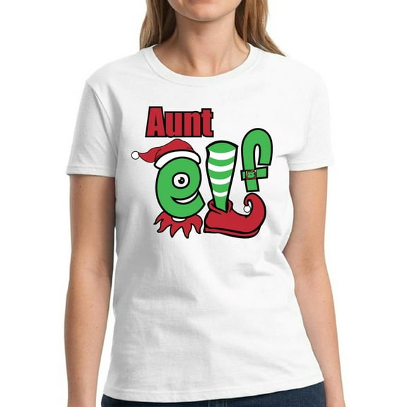 Aunt Elf Family Christmas Print for Her Christmas Shirt for Women - S M L XL 2XL 3XL Xmas Graphic Tee - Holiday Tee Christmas Shirts Ladies Top Gift