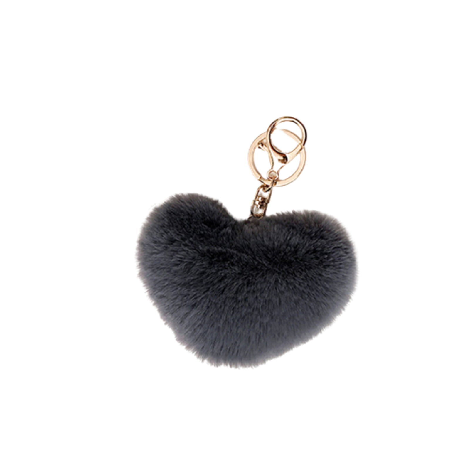 Love Plush Pendant Heart Colorful Keychain Car Bag Accessories Faux Rabbit Fur 