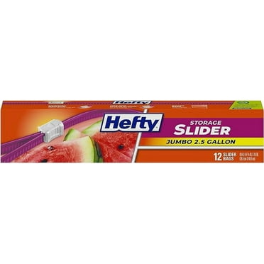 Hefty Slider Jumbo Storage Bags, 2.5 Gallon Size, 12 Count