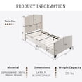 thumbnail image 3 of Twin Size Bed Frame with 49.21"High Back Upholstered Headboard and 27.16" High Footboard,Teddy Velvet,12 Slat Support,Solid Wood Feet,Beige, 3 of 9