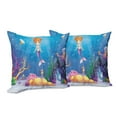 thumbnail image 6 of Ambesonne Colorful Throw Pillow Cover 2 Pack, Cartoon Mermaid Fish, 16", Multicolor, 6 of 6