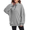 thumbnail image 6 of Asgosdo Women Oversized Sweatshirts Quarter Zip Long Sleeve Solid Color Casual Soft Pullover Fall Tops, 6 of 6