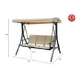 thumbnail image 3 of Kozyard Brenda 3-Seat Patio Swing Chair, Outdoor Porch Swing Glider with Adjustable Canopy, Side Pouches, Breathable Seat and Back, for Garden, Poolside, Backyard (Beige), 3 of 5