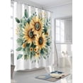 thumbnail image 3 of Fsddascl Sunflower Shower Curtain Set - Extra Long 72" x 96" Washable Bathtub Curtain with 12 Hooks, Green Eucalyptus Watercolor Green Yellow Waterproof Fabric Stall Shower Curtains for Bathroom, 3 of 6