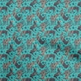 thumbnail image 1 of oneOoneCottonPoplinTealBlueFabricAnimalWithFlowerFabricForSewingPrintedCraftFabricByTheYard56InchWide, 1 of 4