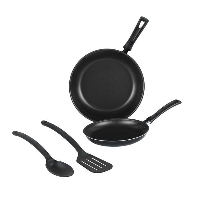 Juego de Sartenes Deleite Gran Torino Antiadherente más Utensilios 4 Piezas Negro