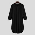 thumbnail image 6 of JGTDBPO Kaftan Robe for Men Men's Nightshirt Casual Long Sleeve Button Down Loose Sleep Shirt Thobe Muslims Dresses Side Split Gown Shirt Soft Comfy Nightgown, 6 of 10