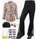thumbnail image 1 of Traje de discoteca para hombre, camisa floral vintage, pantalones acampanados, conjunto de dos piezas, traje para actuación en el escenario, 1 of 2