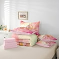 thumbnail image 5 of Feelyou Pink Cartoon Castle Twin Bedding Sets 7-Piece, Dreamy Watercolor Bedding Comforter Set, Fairy Tale Sheet Sets, Breathable Room Decoration, 5 of 7