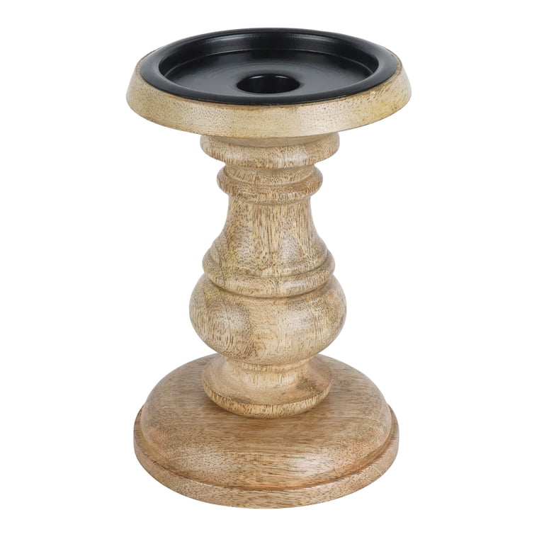 Ashland Wood Carved Pillar Candle Holder photo 3