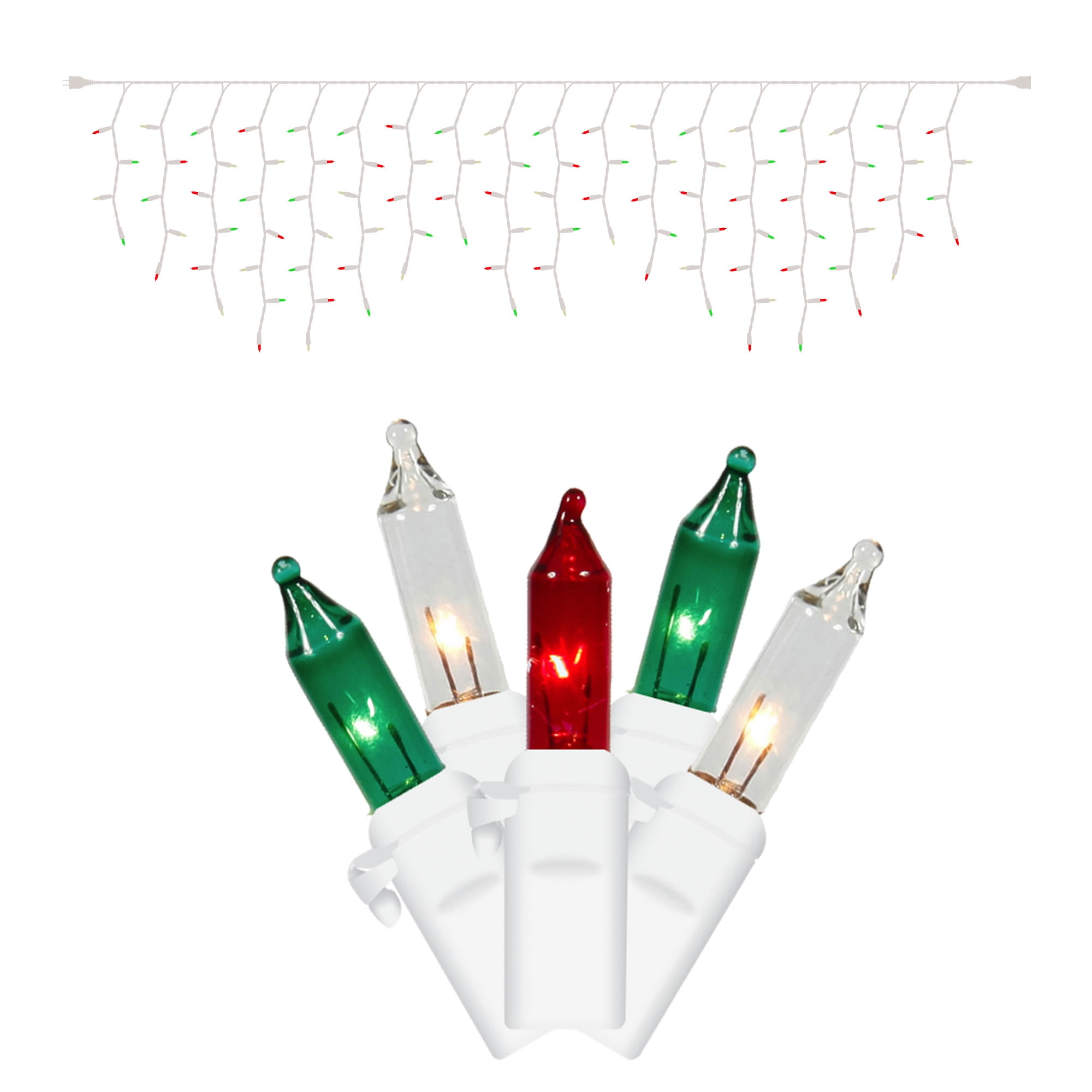 Vickerman 100 Light RedGreenWhite Mini Light, White Wire, End