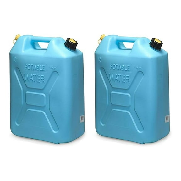 Portable Plastic Military Style Food Grade 5 Gal Water Jug Container with Reversible Spout for Camping & Emergency Storage, Blue