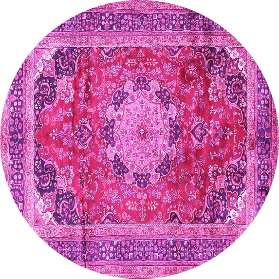 Ahgly Company Indoor Round Medallion Pink Traditional Area Rugs, 3' Round
