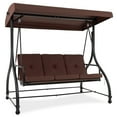 thumbnail image 2 of Gymax Converting Patio Swing Chair Porch Swing Bed w/Adjustable Canopy & Thickened Cushion Coffee, 2 of 9