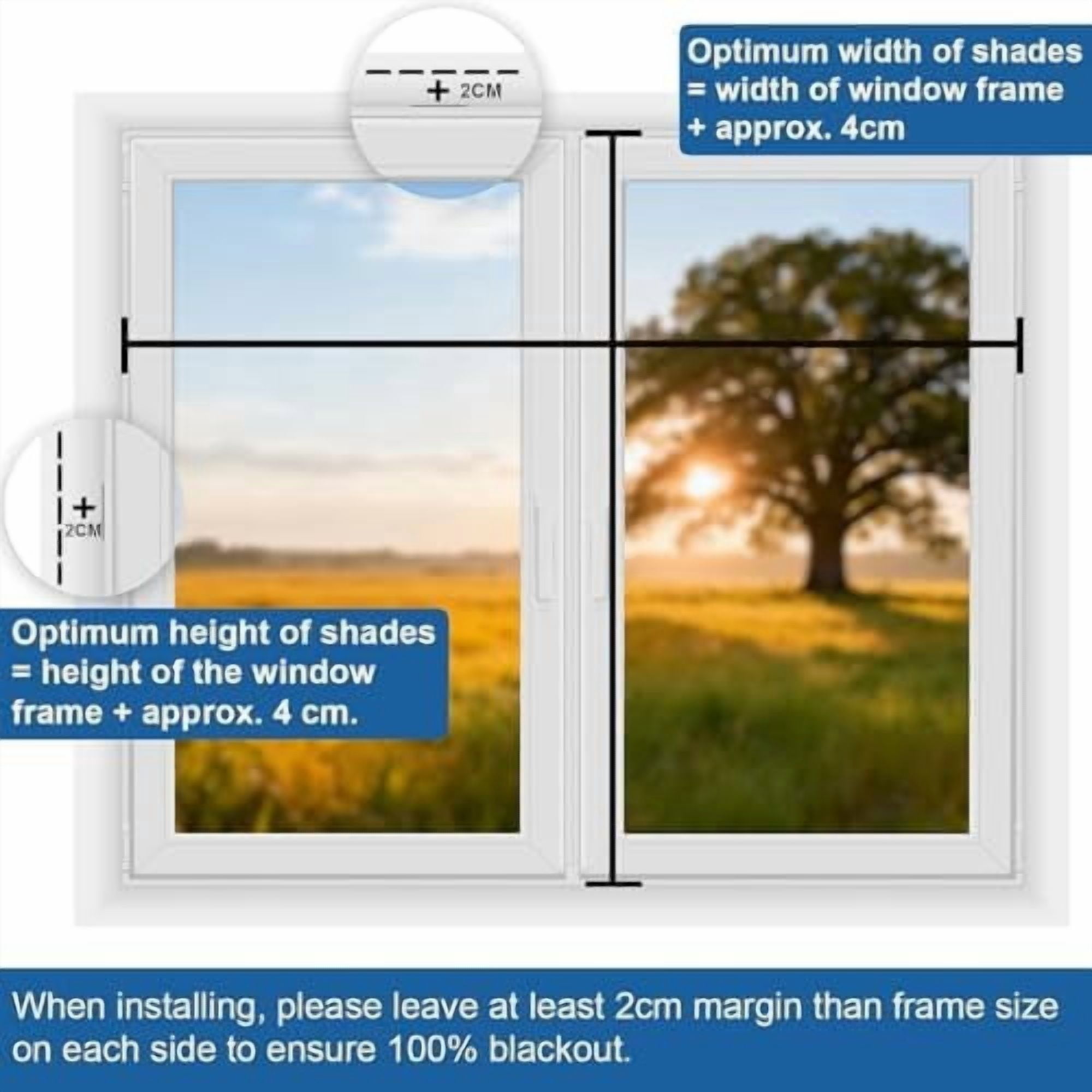 100% Blackout Window Cover, Portable Magnetic Black Out Curtains for Window, Black Out Shades No Drill Cuttable Blackout Blinds for Bedroom, RV, Nursery, Media Room, 39x57 inch, 2Pack