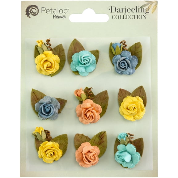 Little Birdie Handmade Mini Rose Flowers 9/Pkg-Sun And Sky