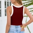 thumbnail image 3 of LNWUY Women's Halter Tank Tops Color Block Sleeveless Scoop Neck Ribbed Fitted Knit Crop Tops Spaghetti Strap Camisole Red L, 3 of 5