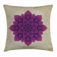 thumbnail image 1 of Lotus Throw Pillow Cushion Cover, Geometric Digital Stylized Ethnic Mandala in Vibrant Tones Artistic Graphic, Decorative Square Accent Pillow Case, 16 X 16 Inches, Egg Shell Fuchsia, by Ambesonne, 1 of 2