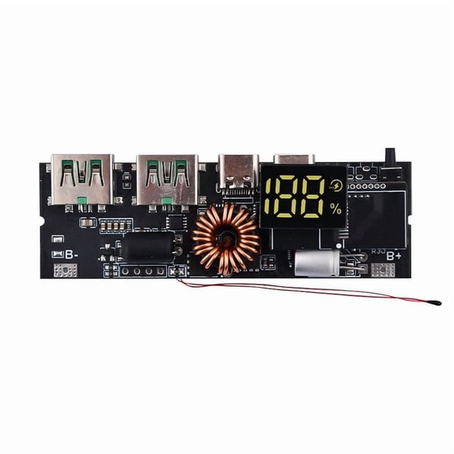 Banco de Energía Móvil con Carga Rápida USB PD Dual LED, 5A, Tipo C, USB, Módulo de Carga 18650, Protección de Temperatura, 5S, 100 W